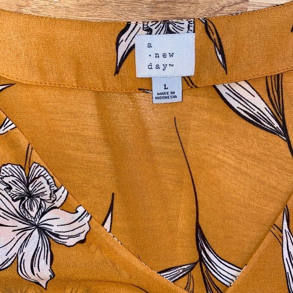 a new day Mustard Floral Blouse - Picture 2 of 4